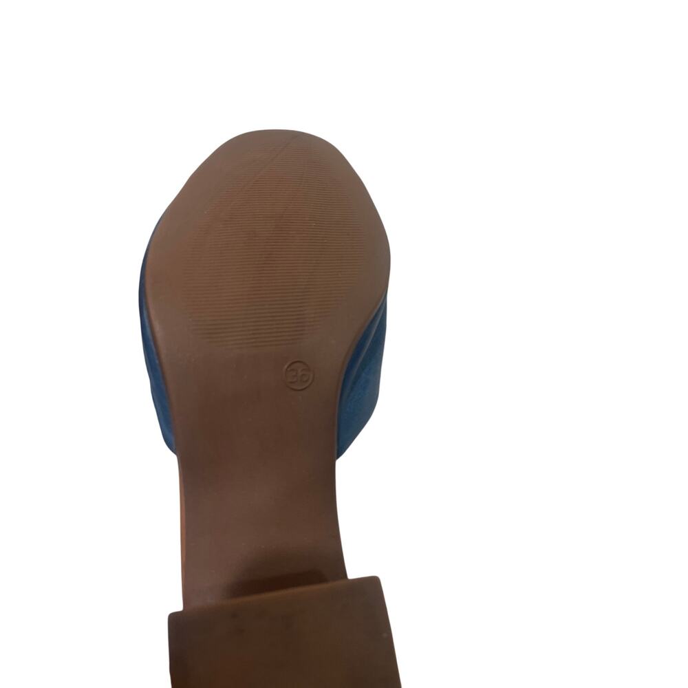 Børn Valdes Blue Leather Ankle Strap Block Heel Sandals  size 5 - Picture 5 of 6
